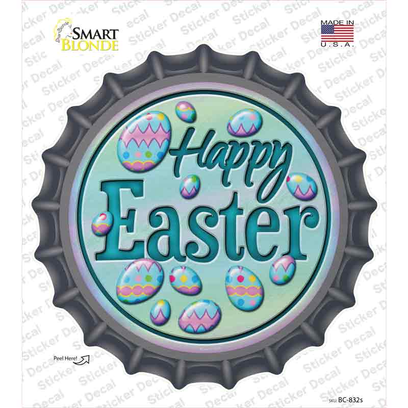 Happy Easter with Eggs Novelty Bottle Cap Sticker Decal