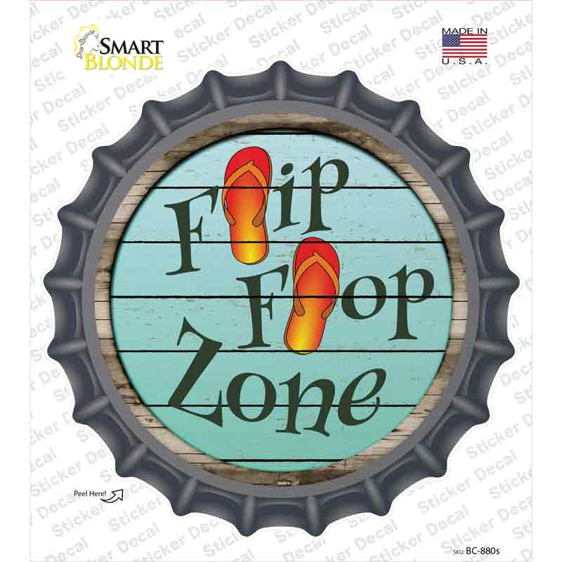 Orange Flip Flop Zone Novelty Bottle Cap Sticker Decal