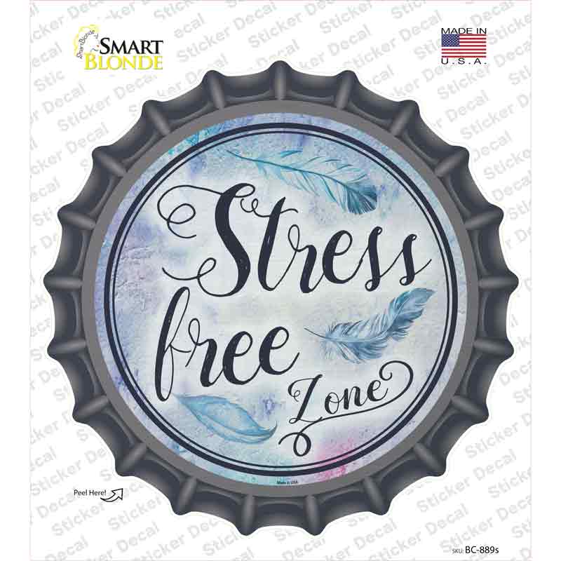 Stress Free Zone Novelty Bottle Cap Sticker Decal