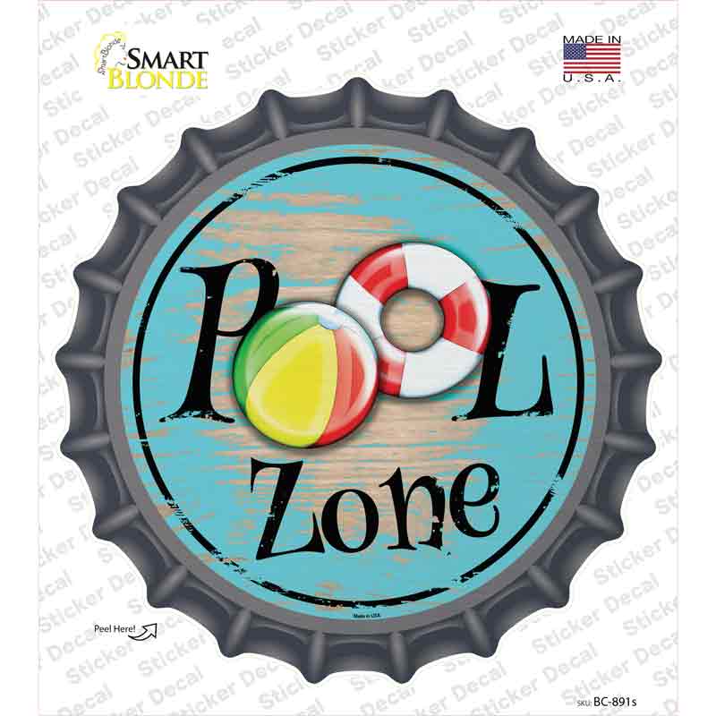 Pool Zone Novelty Bottle Cap Sticker Decal