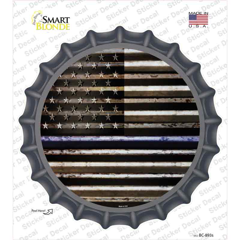 American Flag Thin Blue Line Novelty Bottle Cap Sticker Decal