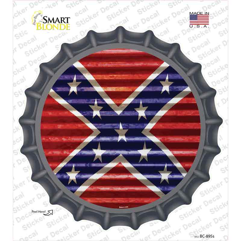 Confederate Flag Wavy Novelty Bottle Cap Sticker Decal