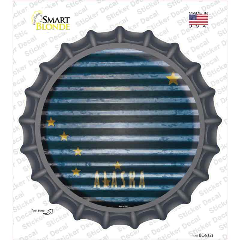 Alaska Flag Corrugated Novelty Bottle Cap Sticker Decal