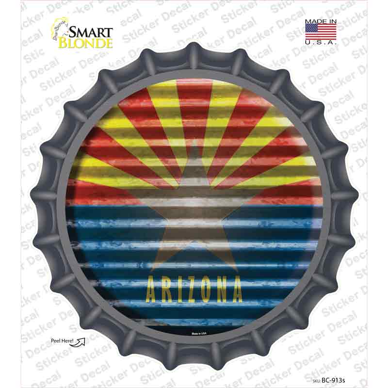 Arizona Flag Corrugated Novelty Bottle Cap Sticker Decal