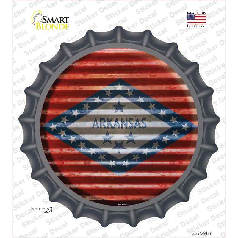 Arkansas Flag Corrugated Novelty Bottle Cap Sticker Decal