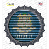Connecticut Flag Corrugated Novelty Bottle Cap Sticker Decal