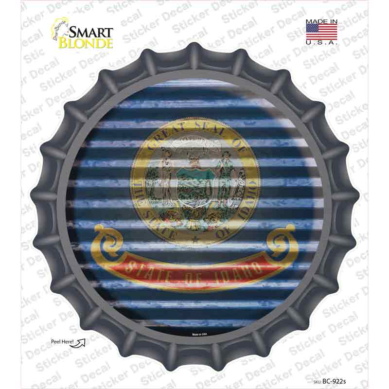 Idaho Flag Corrugated Novelty Bottle Cap Sticker Decal