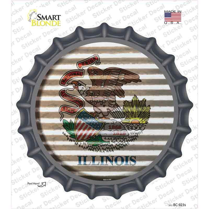 Illinois Flag Corrugated Novelty Bottle Cap Sticker Decal
