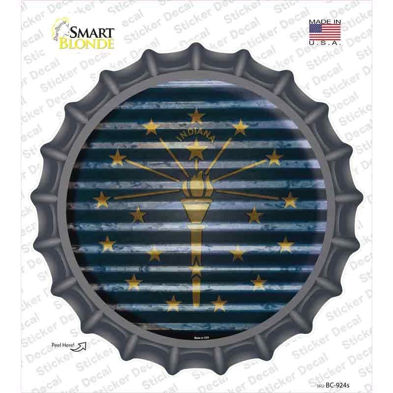 Indiana Flag Corrugated Novelty Bottle Cap Sticker Decal