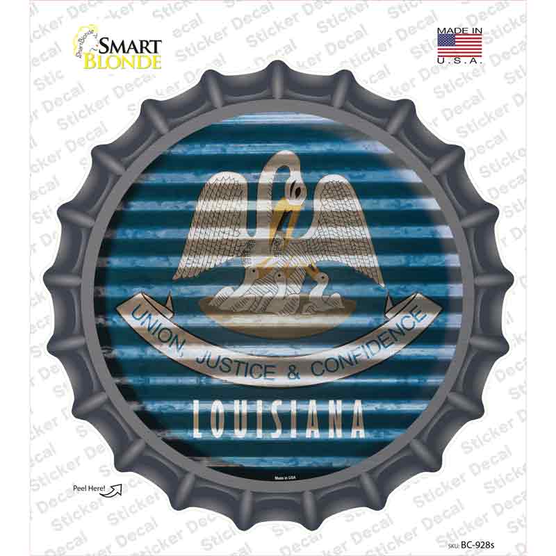 Louisiana Flag Corrugated Novelty Bottle Cap Sticker Decal