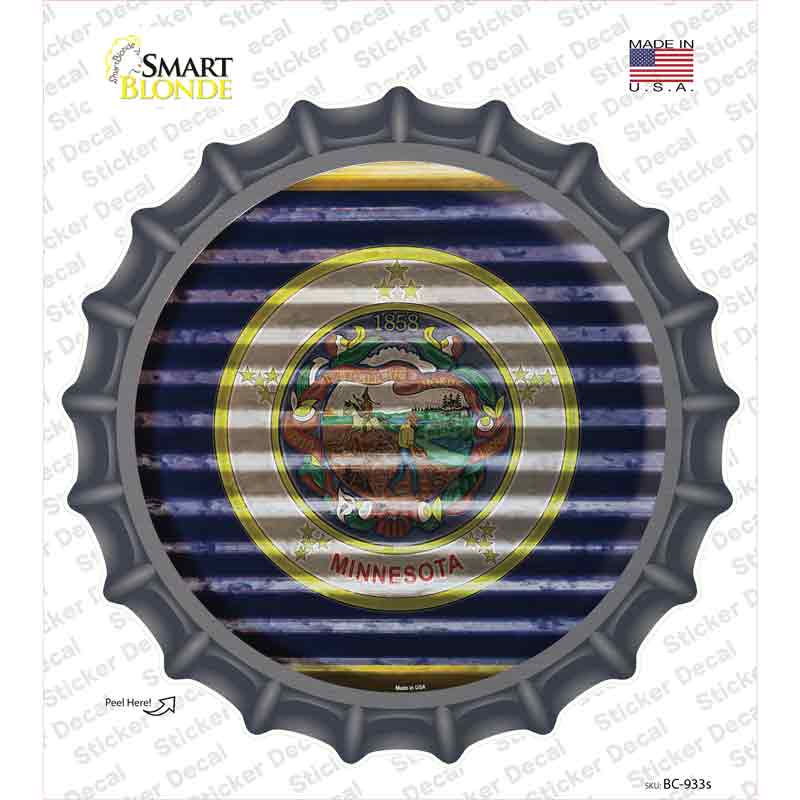 Minnesota Flag Corrugated Novelty Bottle Cap Sticker Decal