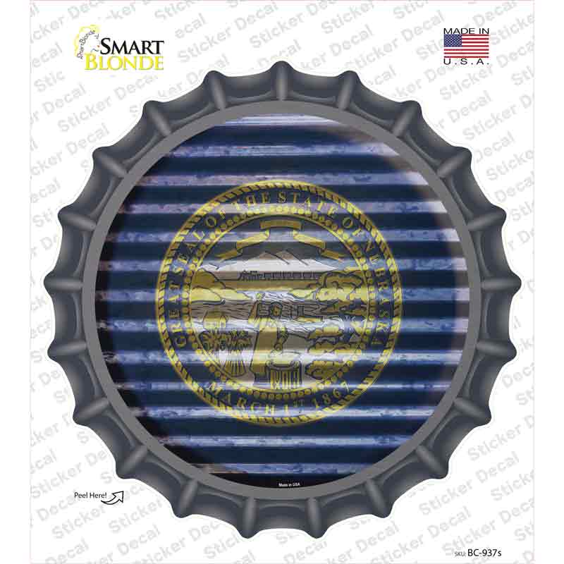 Nebraska Flag Corrugated Novelty Bottle Cap Sticker Decal