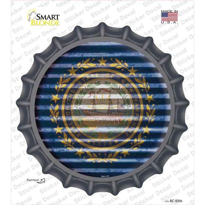 New Hampshire Flag Corrugated Novelty Bottle Cap Sticker Decal