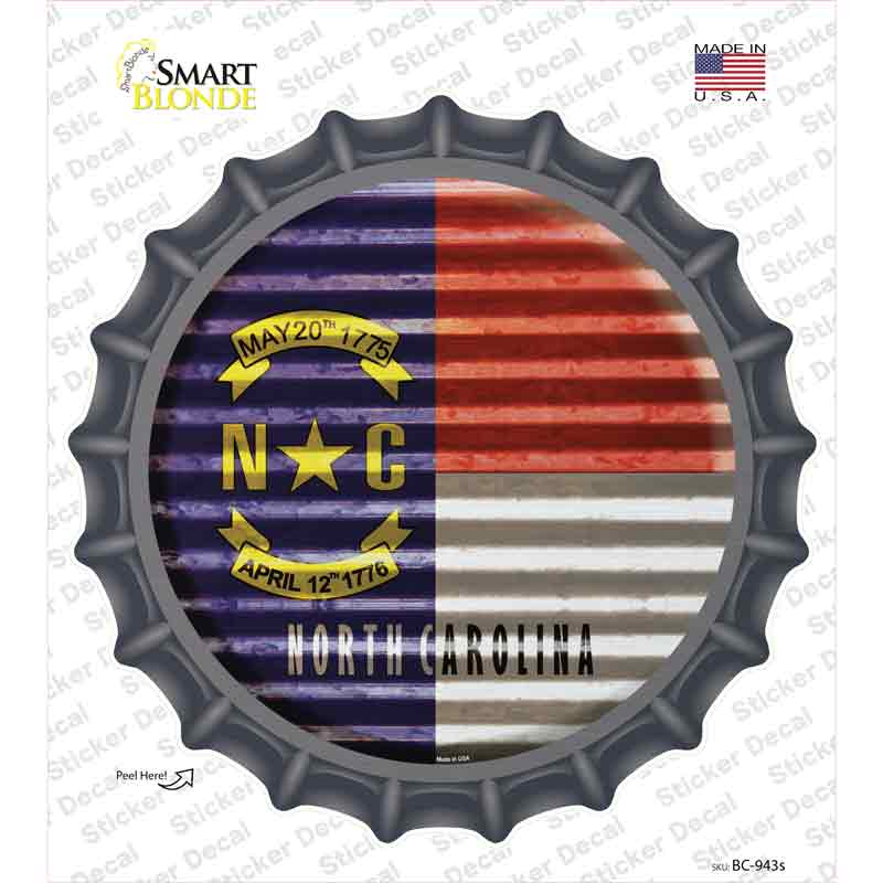 North Carolina Flag Corrugated Novelty Bottle Cap Sticker Decal