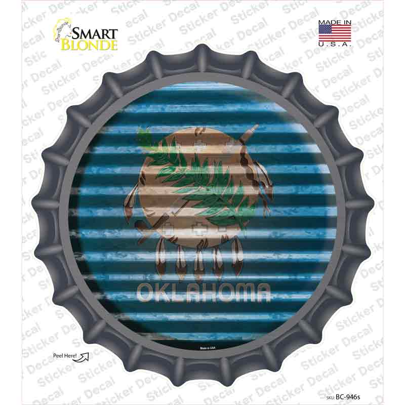 Oklahoma Flag Corrugated Novelty Bottle Cap Sticker Decal