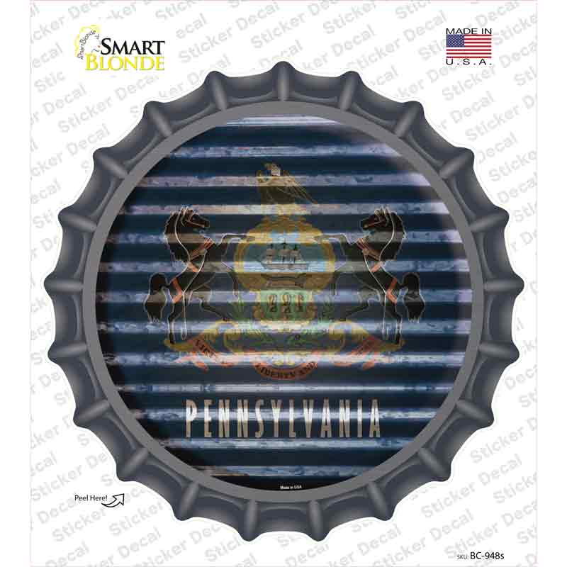 Pennsylvania Flag Corrugated Novelty Bottle Cap Sticker Decal