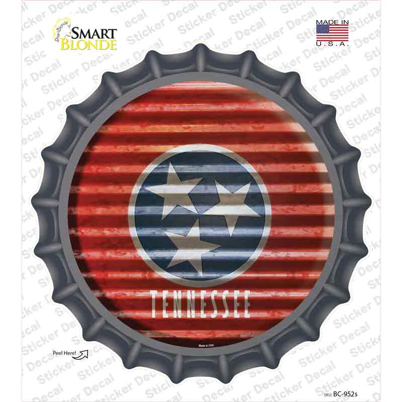 Tennessee Flag Corrugated Novelty Bottle Cap Sticker Decal