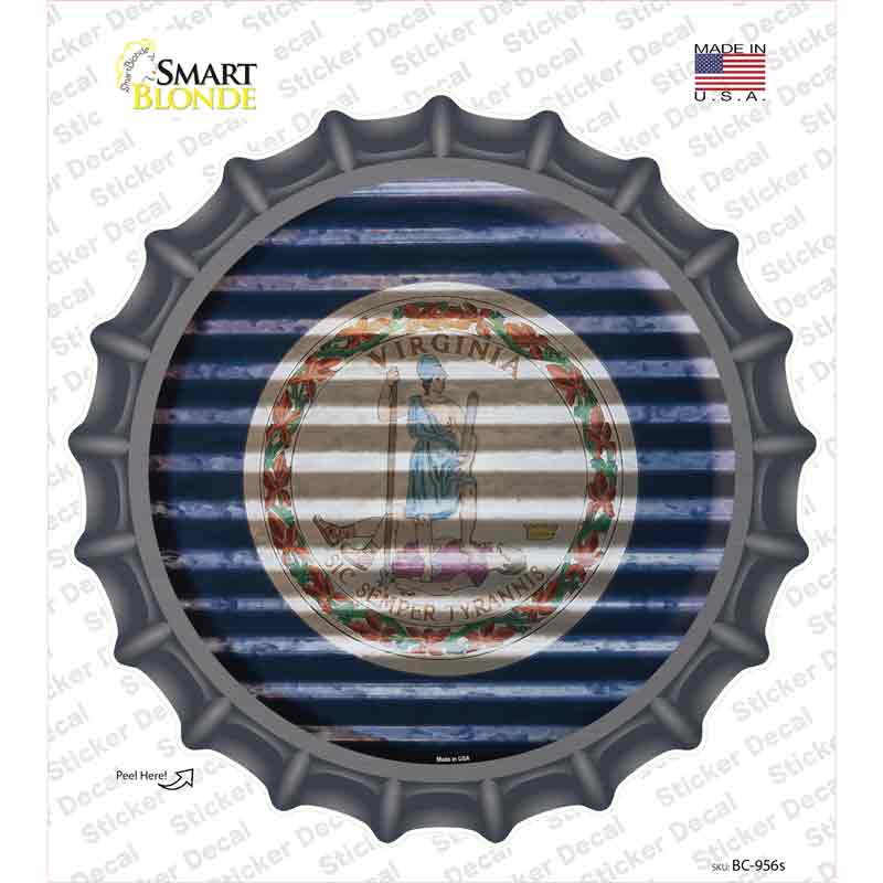 Virginia Flag Corrugated Novelty Bottle Cap Sticker Decal