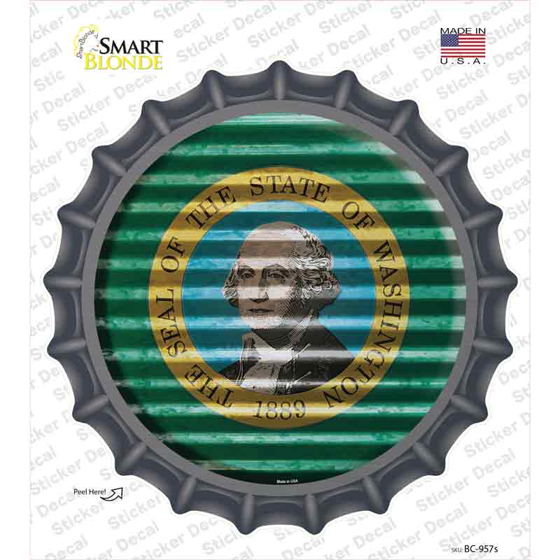 Washington Flag Corrugated Novelty Bottle Cap Sticker Decal