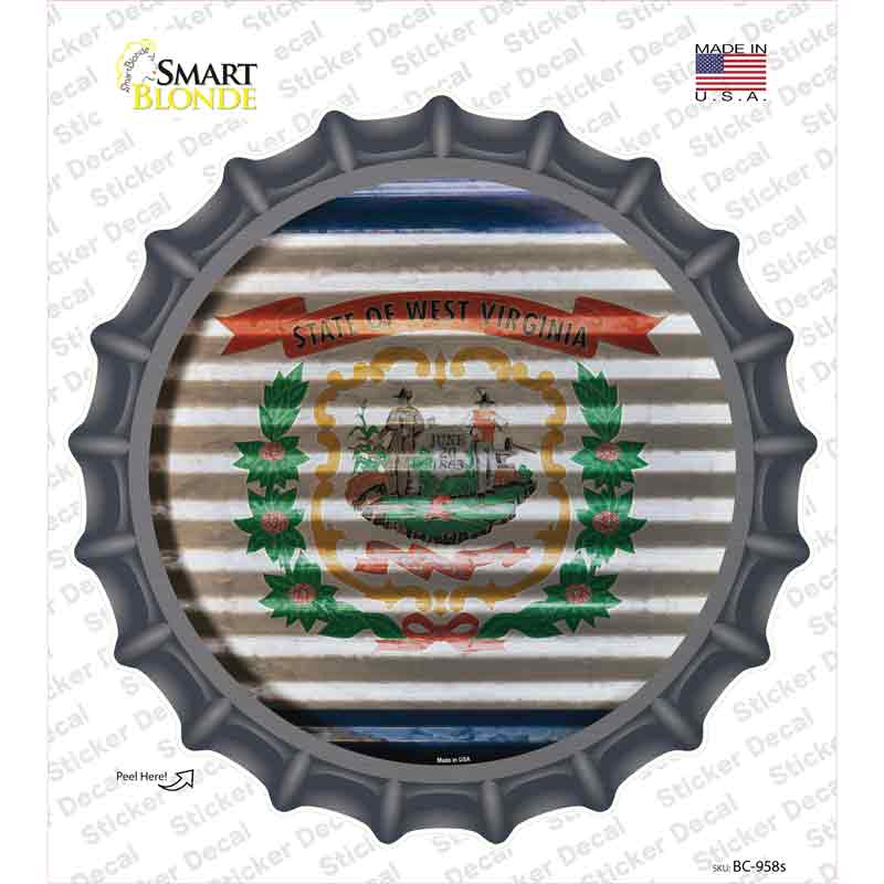 West Virginia Flag Corrugated Novelty Bottle Cap Sticker Decal