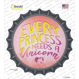 Princess Needs A Unicorn Novelty Bottle Cap Sticker Decal