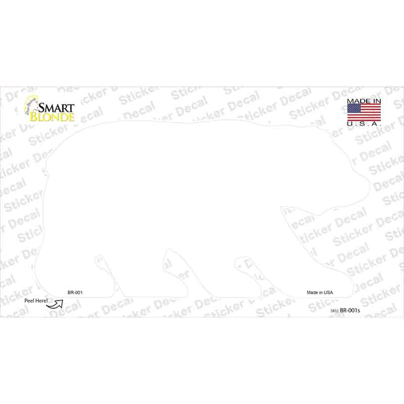 White Solid Novelty Bear Sticker Decal Small