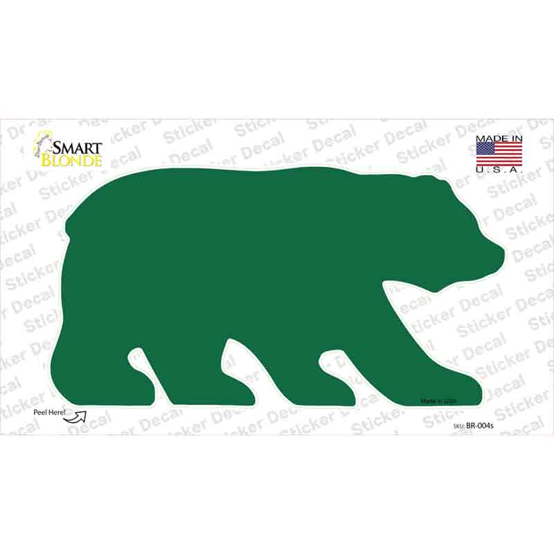 Green Solid Novelty Bear Sticker Decal Small