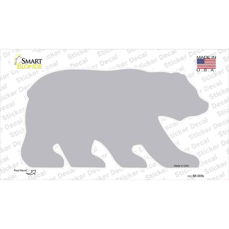 Gray Solid Novelty Bear Sticker Decal Small