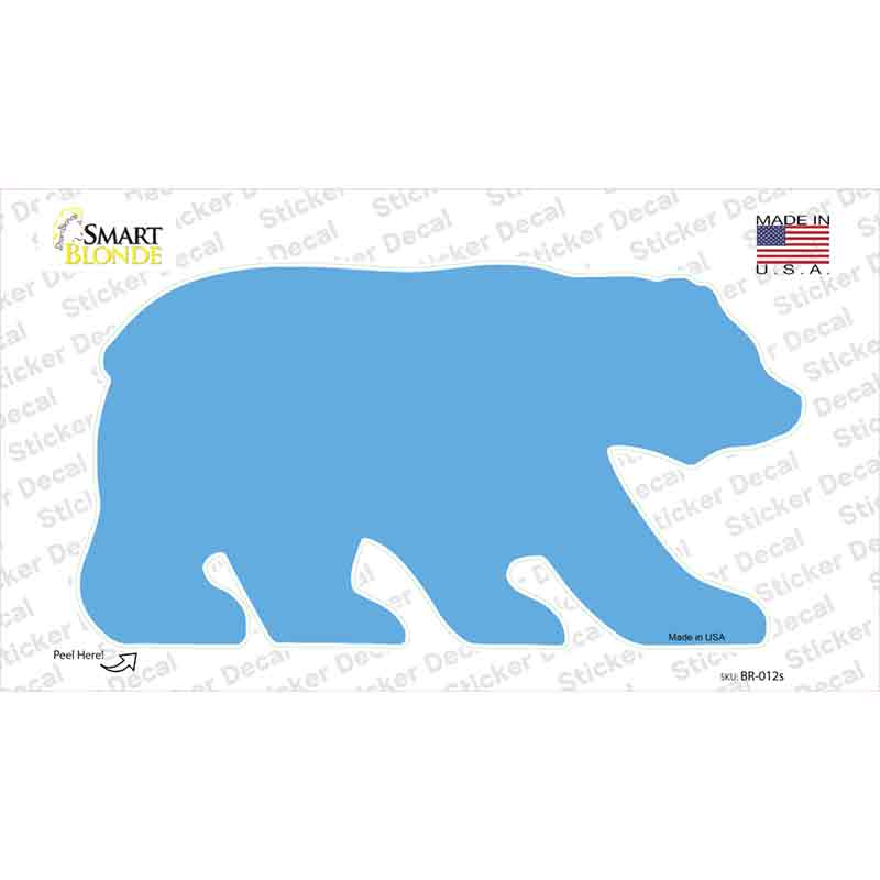 Light Blue Solid Novelty Bear Sticker Decal Small