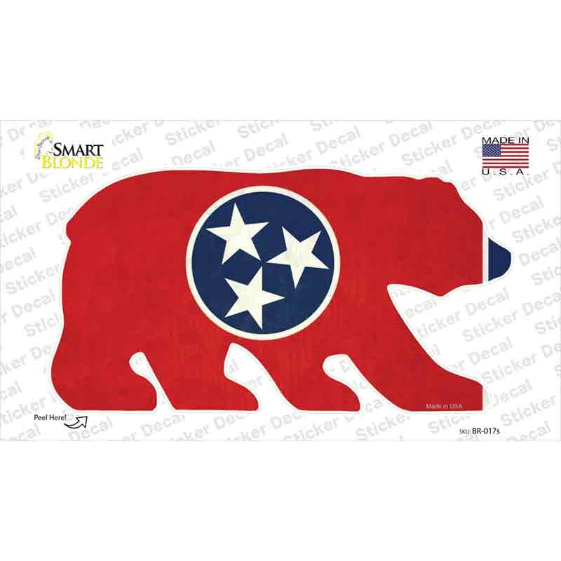 TN Flag Novelty Bear Sticker Decal Small