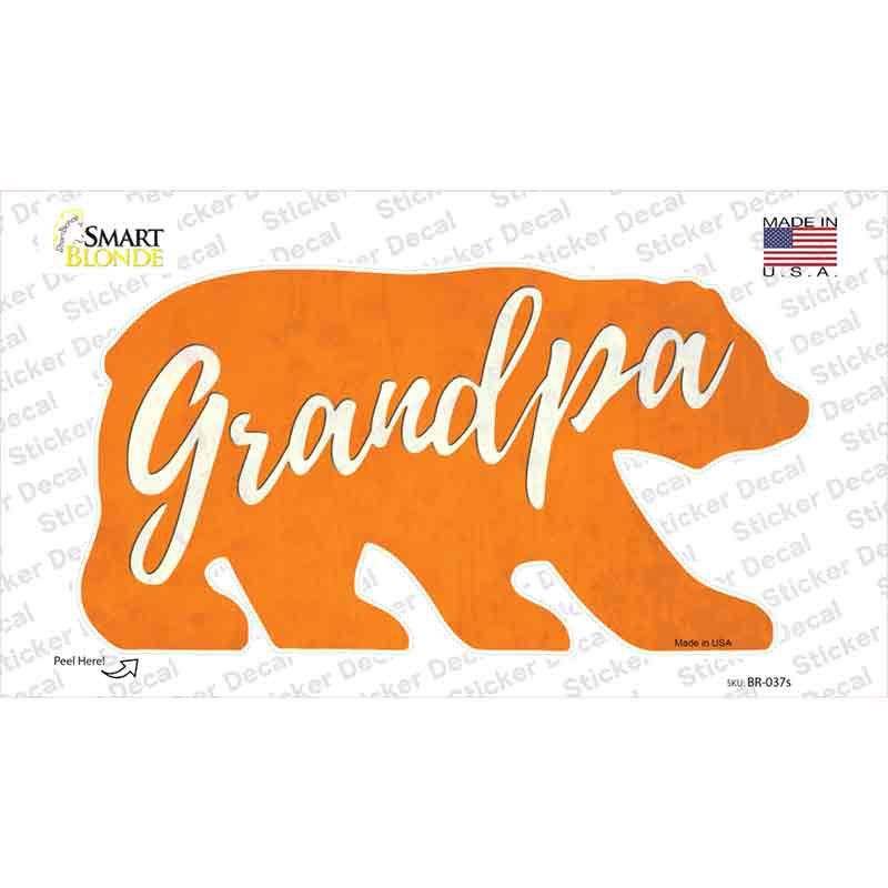 Grandpa Orange Novelty Bear Sticker Decal Small
