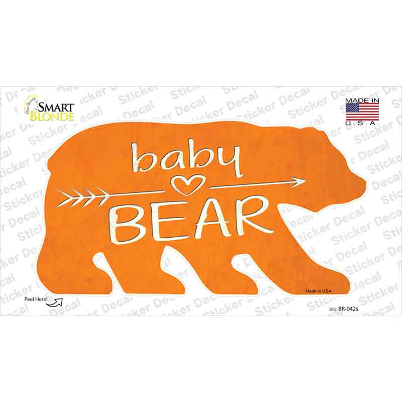 Baby Arrow Orange Novelty Bear Sticker Decal Small