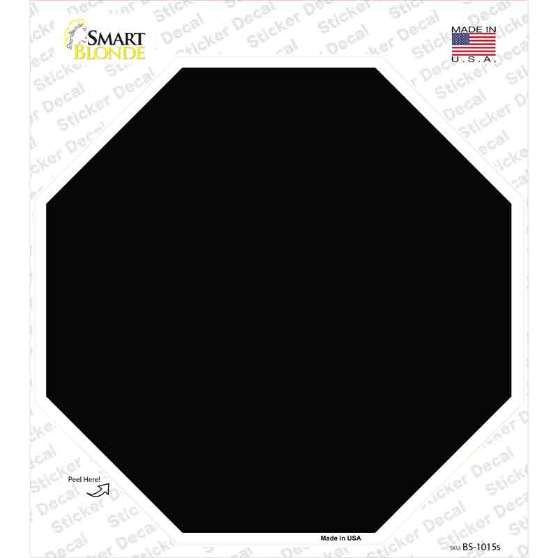 Black Solid Novelty Octagon Sticker Decal Small