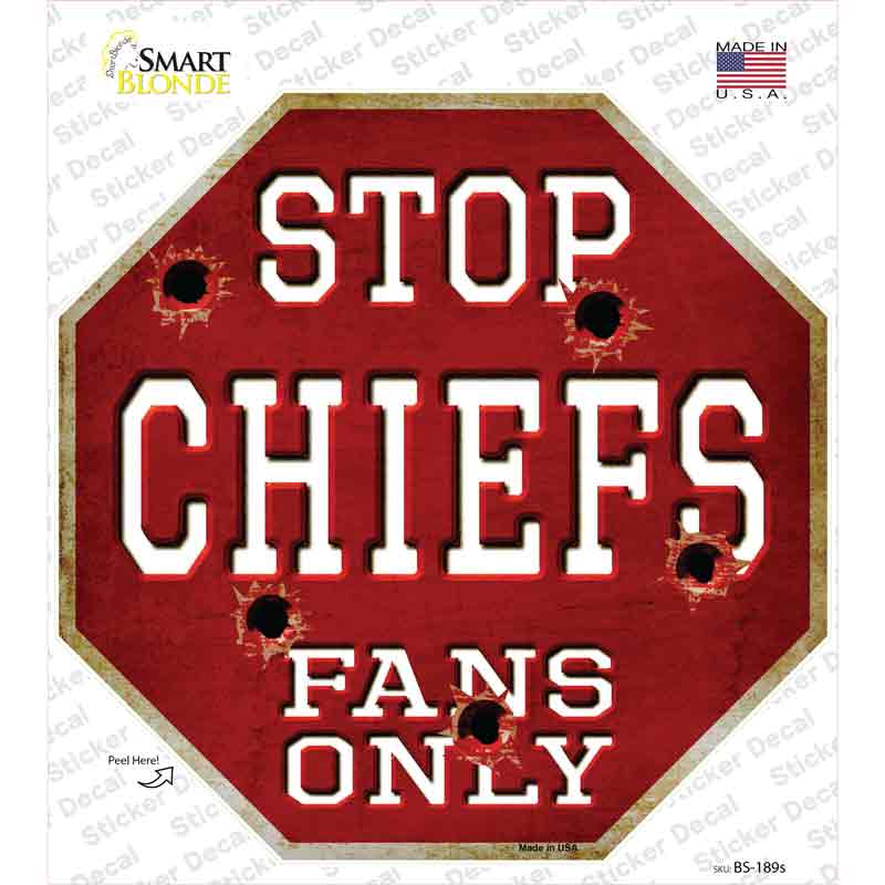 Chiefs Fans Only Novelty Octagon Sticker Decal Small