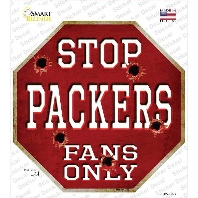 Packers Fans Only Novelty Octagon Sticker Decal Small