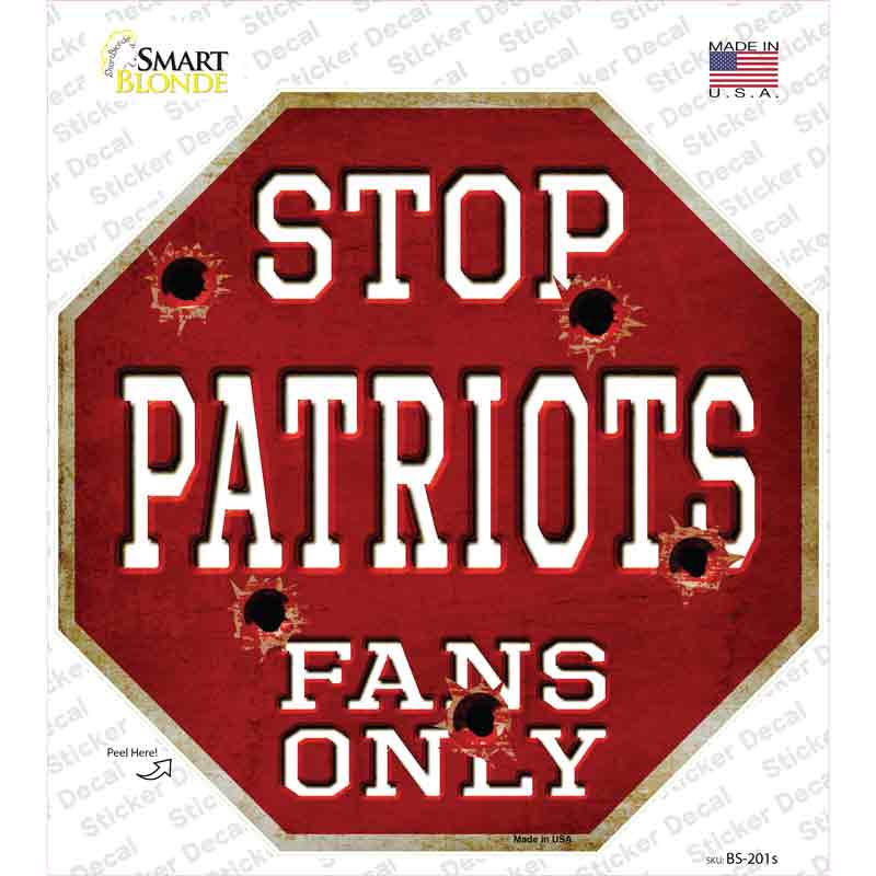 Patriots Fans Only Novelty Octagon Sticker Decal Small
