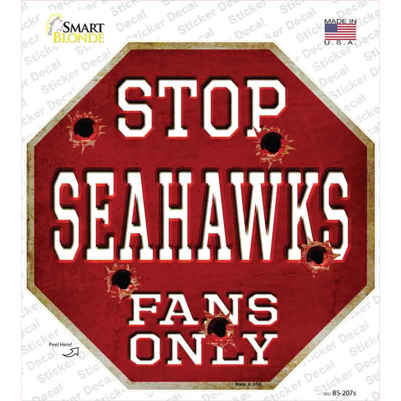 Seahawks Fans Only Novelty Octagon Sticker Decal Small