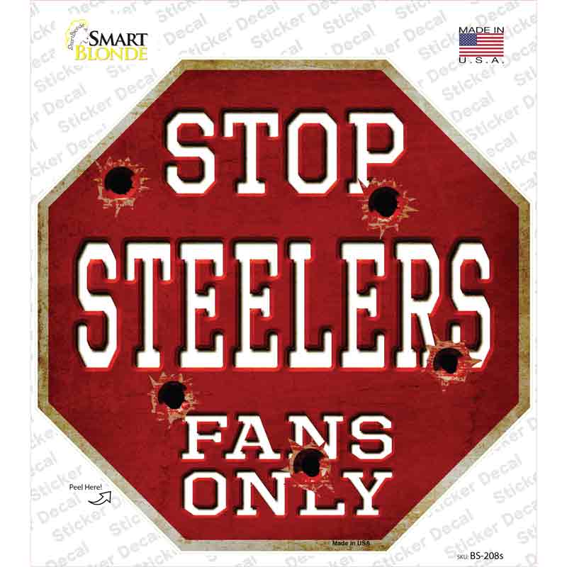 Steelers Fans Only Novelty Octagon Sticker Decal Small