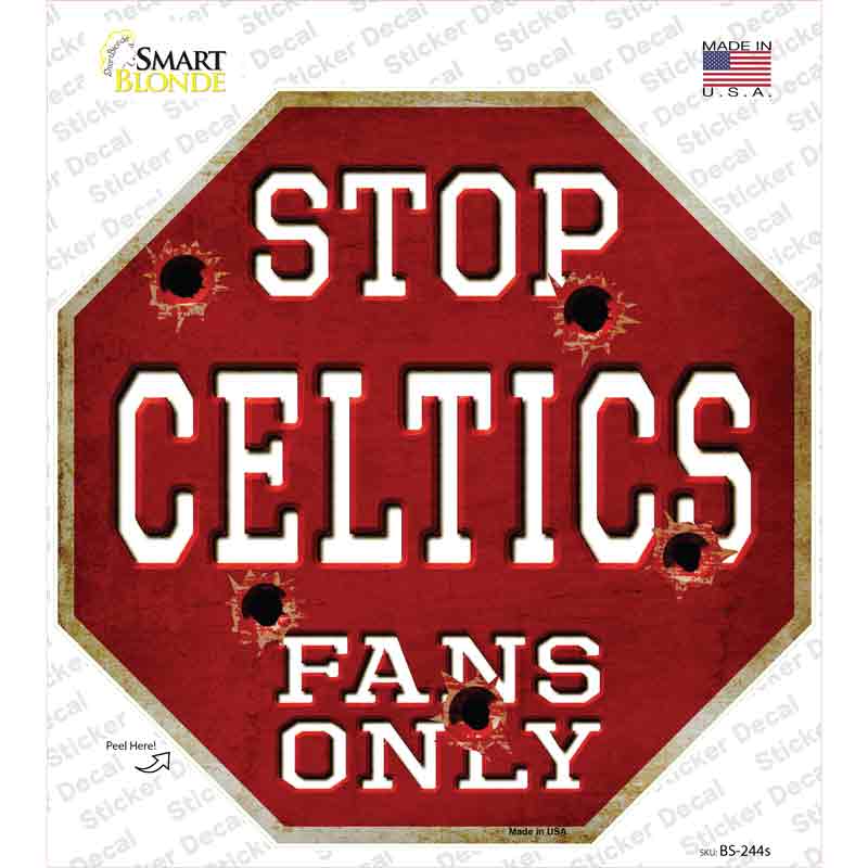 Celtics Fans Only Novelty Octagon Sticker Decal Small
