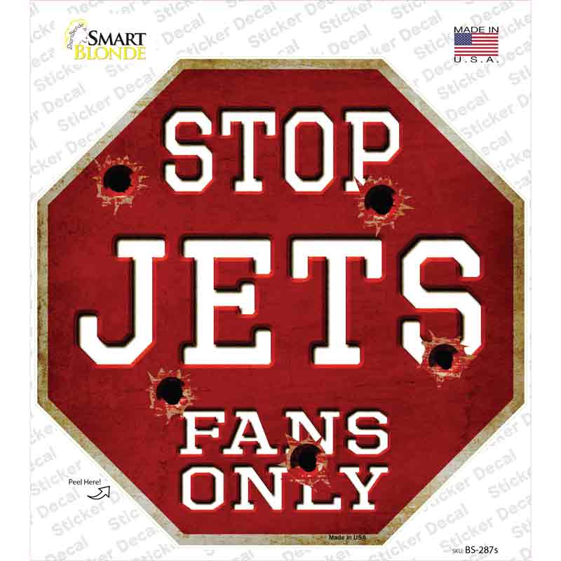 Jets Fans Only Hockey Novelty Octagon Sticker Decal Small