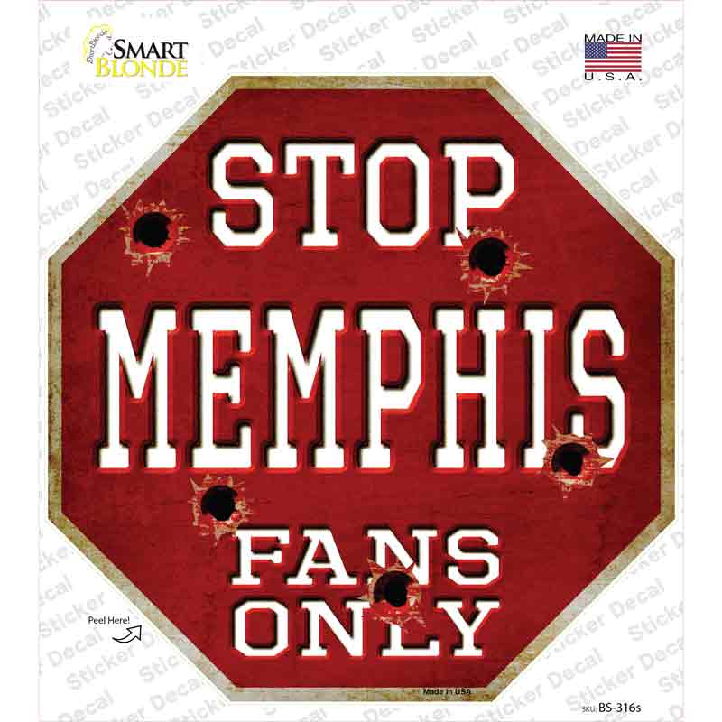 Memphis Fans Only Novelty Octagon Sticker Decal Small
