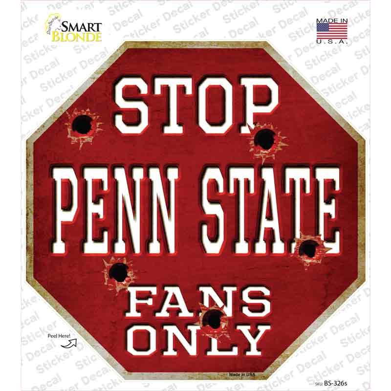 Penn State Fans Only Novelty Octagon Sticker Decal Small