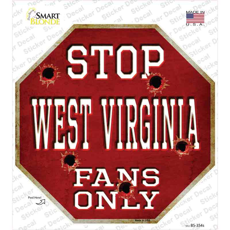 West Virginia Fans Only Novelty Octagon Sticker Decal Small