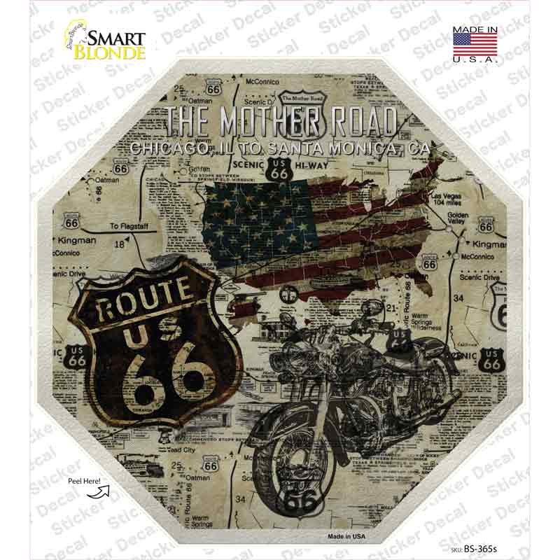 Route 66 Mother Road Vintage Novelty Octagon Sticker Decal Small