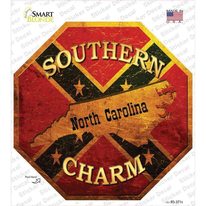 Southern Charm North Carolina Novelty Octagon Sticker Decal
