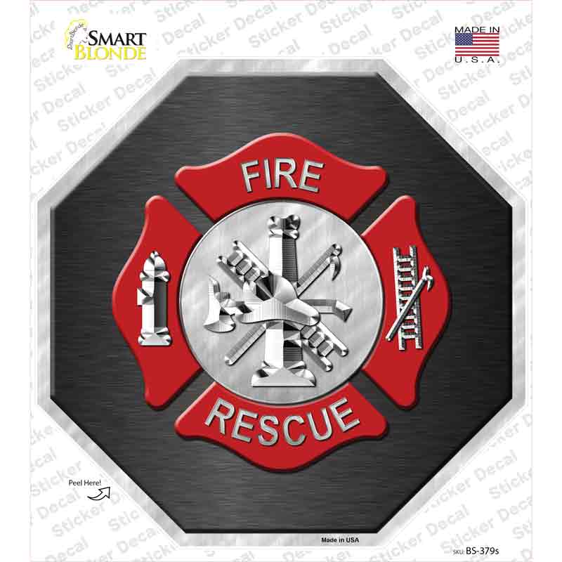 Fire Rescue Novelty Octagon Sticker Decal Small