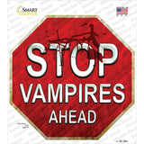 Stop Vampires Ahead Novelty Octagon Sticker Decal Small