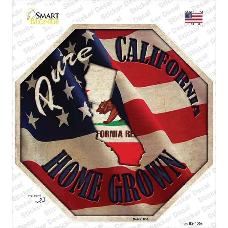 California Home Grown Novelty Octagon Sticker Decal