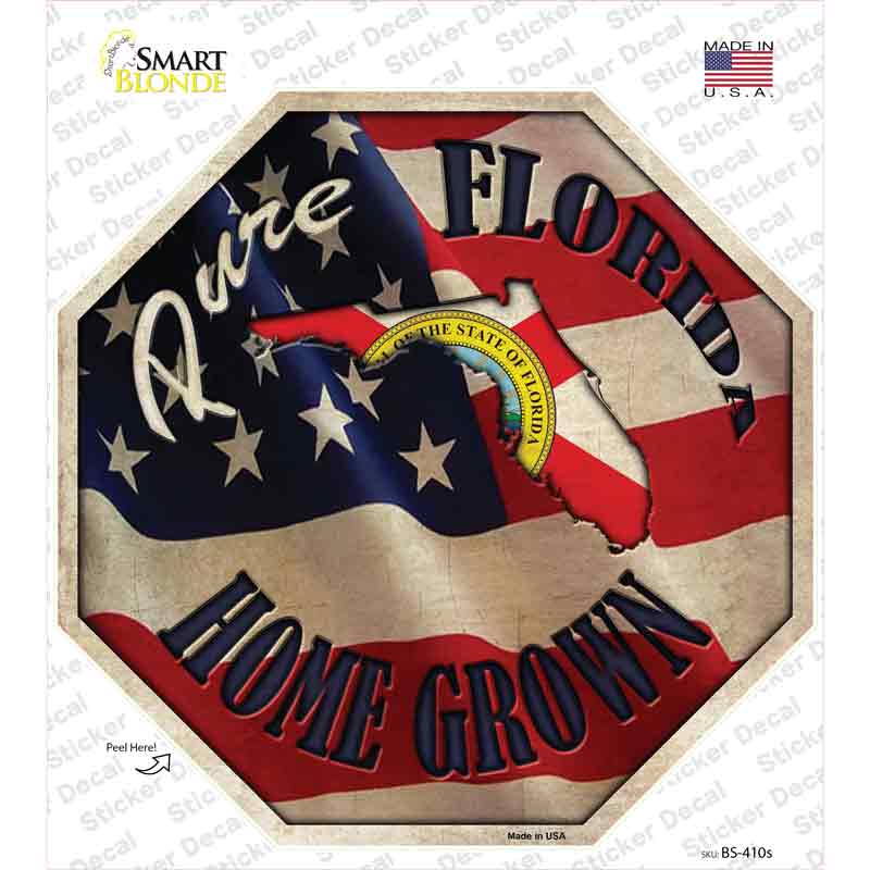 Florida Home Grown Novelty Octagon Sticker Decal