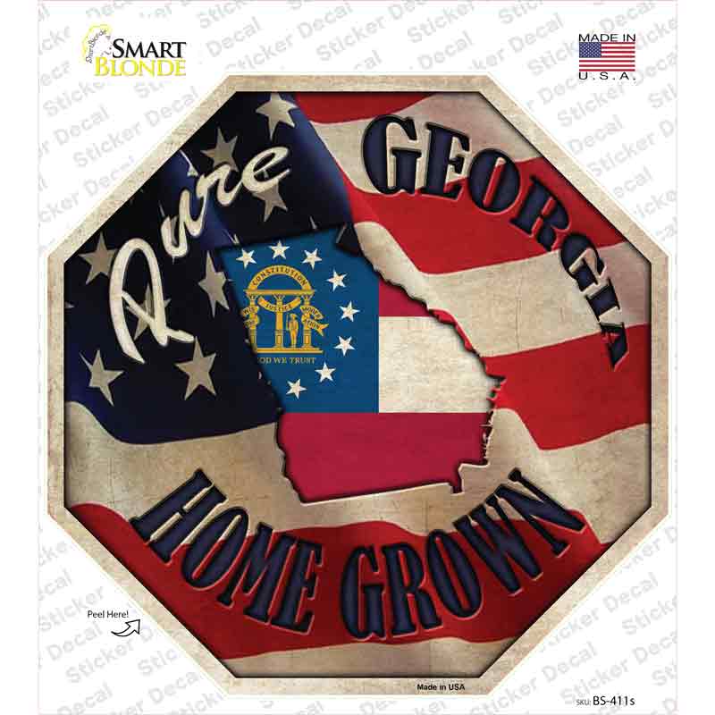 Georgia Home Grown Novelty Octagon Sticker Decal